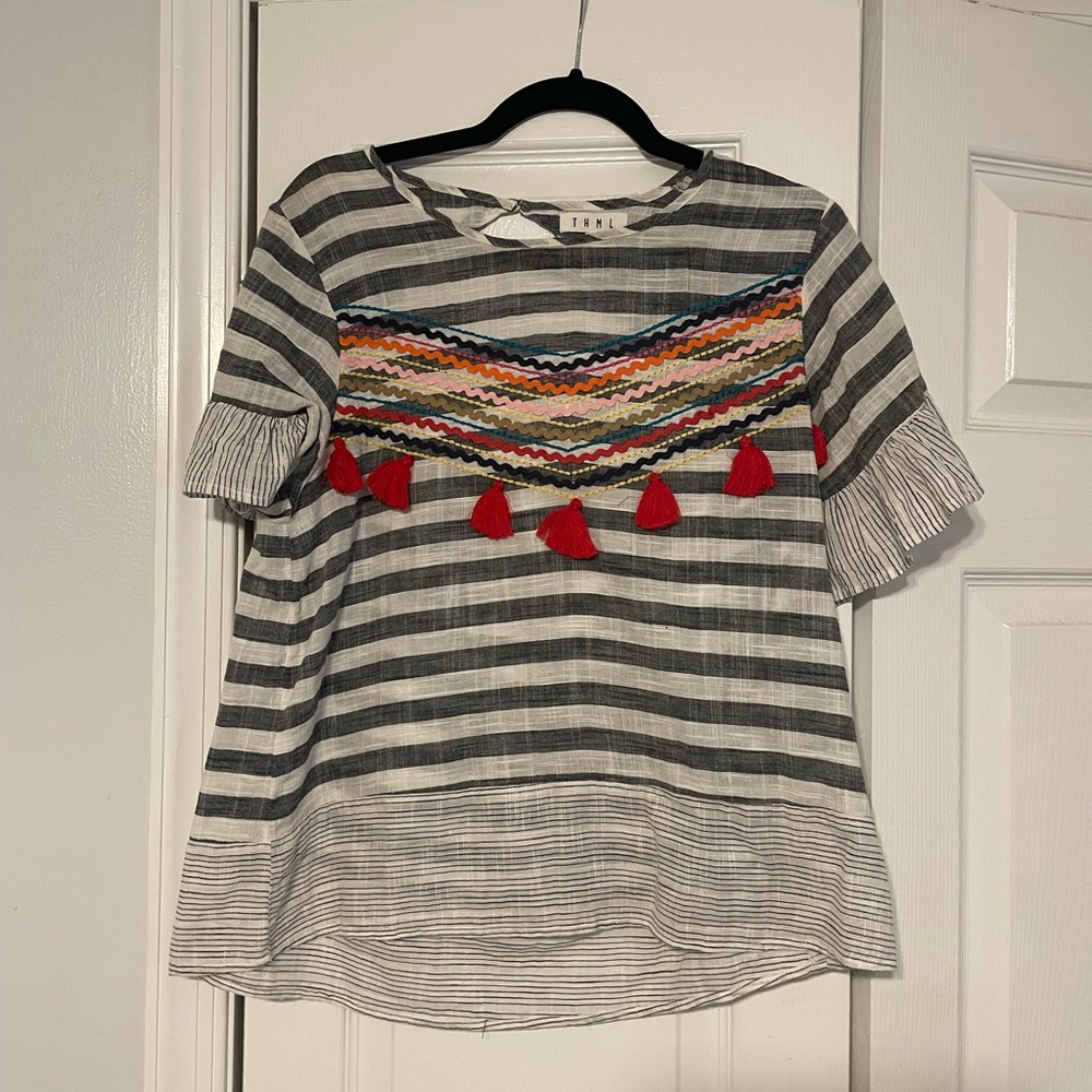 Tassel Embroidered Top